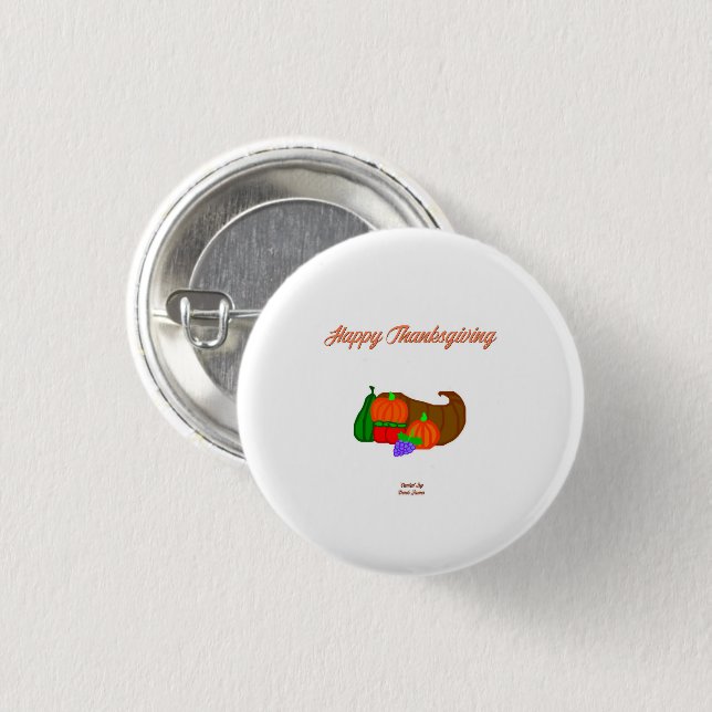 Runder Erntedank Cornucopia Button (Vorne & Hinten)