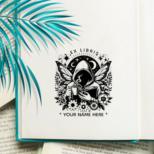 Runder Fantasy-Schmetterling ex libris Briefmarke Gummistempel (Von Creator hochgeladen)