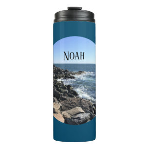 Runder Foto Atlantischer Ozean Felsstrand Thermosbecher