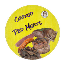 Runder, gekochter roter Fleisch-Glas-Schneidebrett