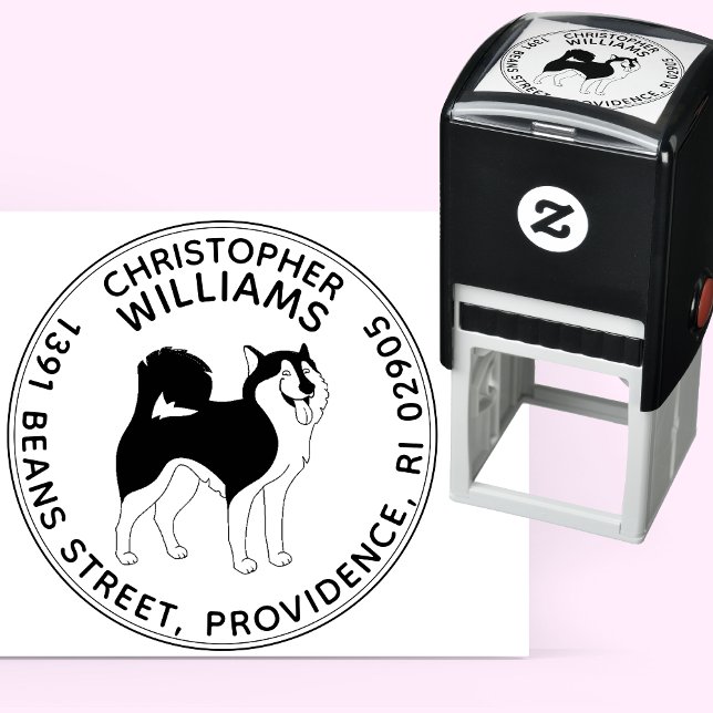 Runder Husky Rücksendeadresse Permastempel (Von Creator hochgeladen)