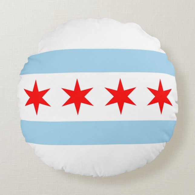 Runder Kissen mit Flagge von Chicago, Illinois (Vorderseite)