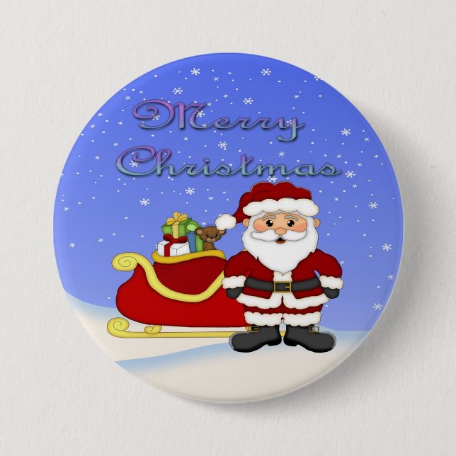 Runder Knopf frohe Weihnacht-Sankt Button (Vorderseite)