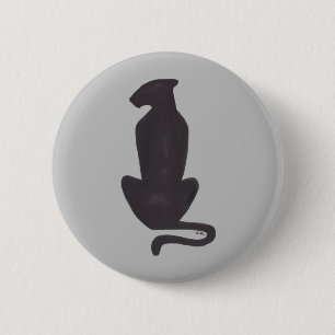 Runder Knopf für die schwarze Katze Silhouette Button