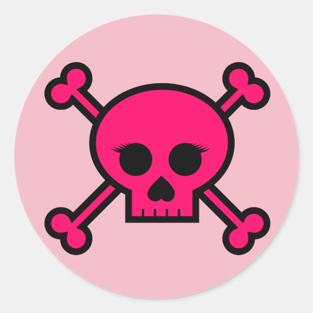 Runder Knopf für Girl-Pink-Punk-Skull-Kreuze Aufkleber (Vorderseite)