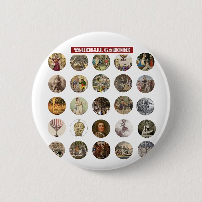 Runder Knopf mit Vauxhall Gardens-Motiv Button (Vorderseite)