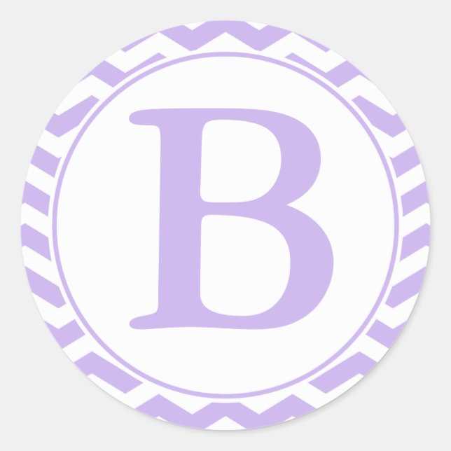 Runder Lila Chevronen-Umschlag Aufkleber mit Monog (Vorderseite)