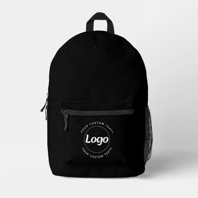 Runder Logo-Text Werbe-Geschäft Schwarz  Bedruckter Rucksack (Vorderseite)