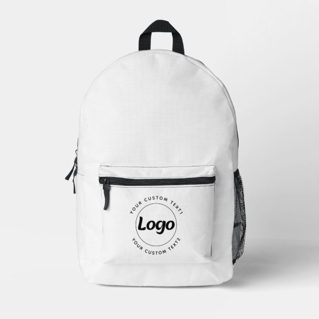 Runder Logo-Text Werbe-Geschäft Weiß  Bedruckter Rucksack (Vorderseite)