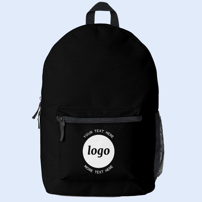 Runder Logo-Text Werbeaktion schwarz Bedruckter Rucksack (Simple logo with custom text business promotional backpack)