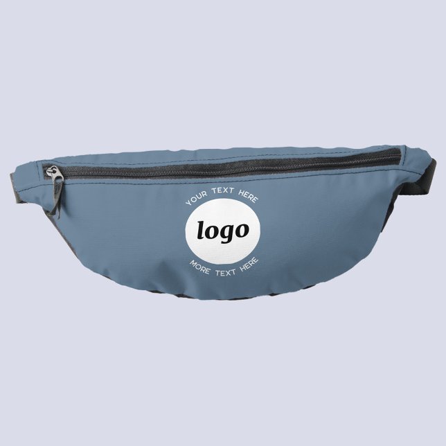 Runder Logo-Text Werbung Business Blue Gray Bauchtasche (Custom logo with text business promotional dusty blue fanny pack bag)