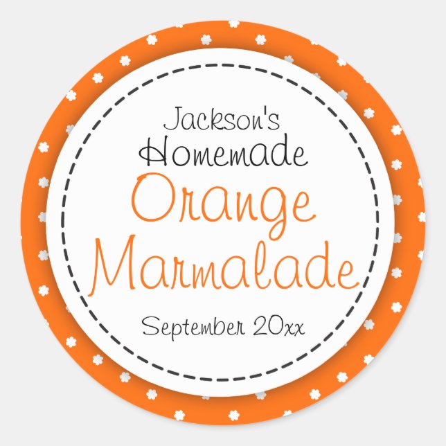 Runder Orange-Marmalade-Konfitüre Aufkleber (Vorderseite)