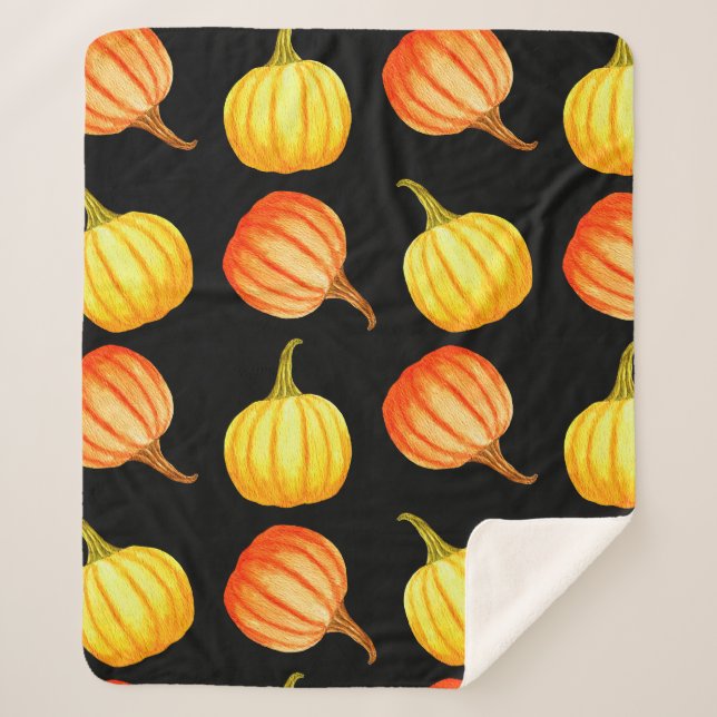 Runder orangefarbener und gelber Kürbis. Wasserkoh Sherpadecke (Vorderseite)