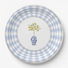 Runder Papier-Teller mit Zitronen-Topiary Pappteller