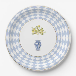 Runder Papier-Teller mit Zitronen-Topiary Pappteller