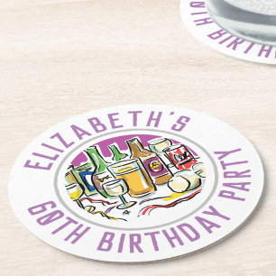 Runder Papptischset zum 60. Geburtstag Pappuntersetzer