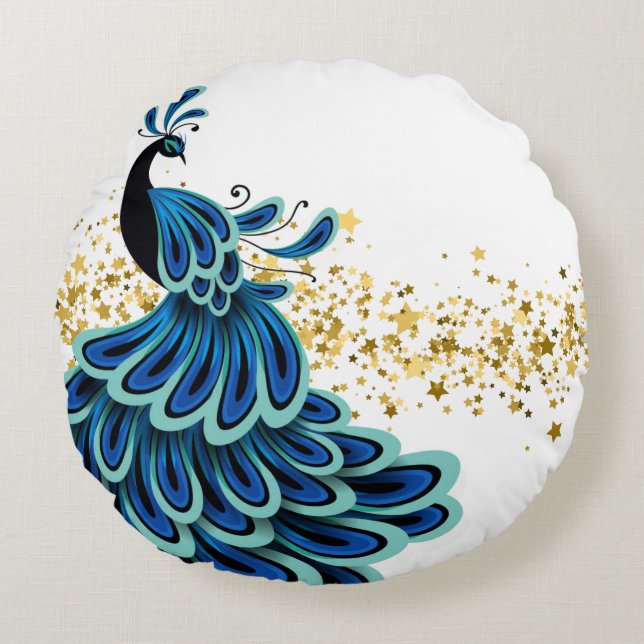 Runder Pillow Holiday Peacock Rundes Kissen (Vorderseite)
