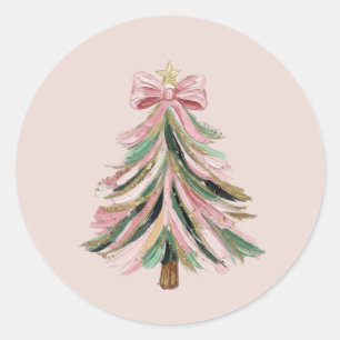 Runder Pinselstrich-Weihnachtsbaum-Aufkleber Aufkleber