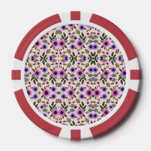 Runder Pokerchip mit Blumenmuster  Pokerchips