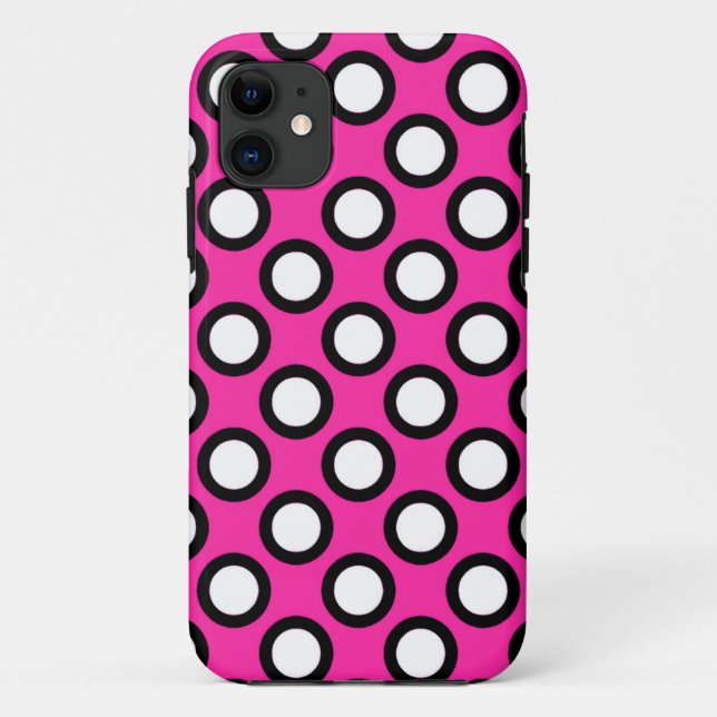 runder Punkt, Fuchsie, schwarz-weiß Case-Mate iPhone Hülle (Rückseite)