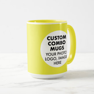 Runder Rahmen 2 Foto Logo groß gelb Custom Combo Tasse