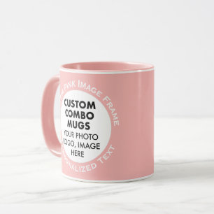 Runder Rahmen 2 x Foto + Text Gelb Benutzerdefinie Tasse