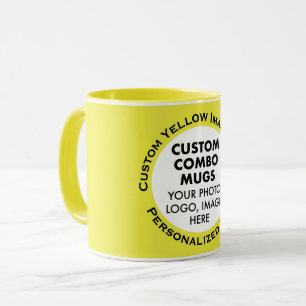 Runder Rahmen Foto + Text Gelb Benutzerdefinierte  Tasse
