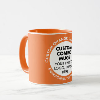 Runder Rahmen Foto + Text Orange Benutzerdefiniert Tasse