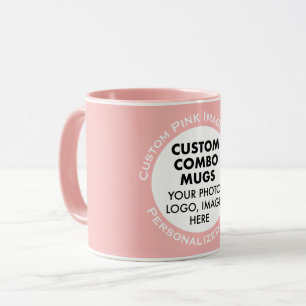 Runder Rahmen Foto + Text Pink Blau Benutzerdefini Tasse