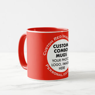 Runder Rahmen Foto + Text Rot Benutzerdefinierte K Tasse