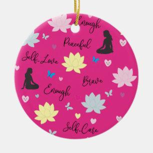 Runder rosa Schmuck Innere Stärke Florales Desig Keramik Ornament