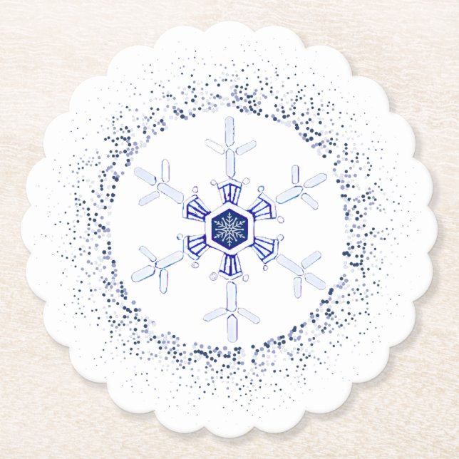 Runder Schneeflocke Untersetzer (Vorderseite)