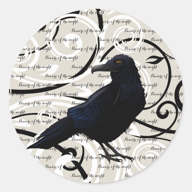 Runder Sticker Halloween Raven (Vorderseite)