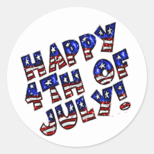 Runder Sticker/Happy 4. Juli Aufkleber (Vorderseite)