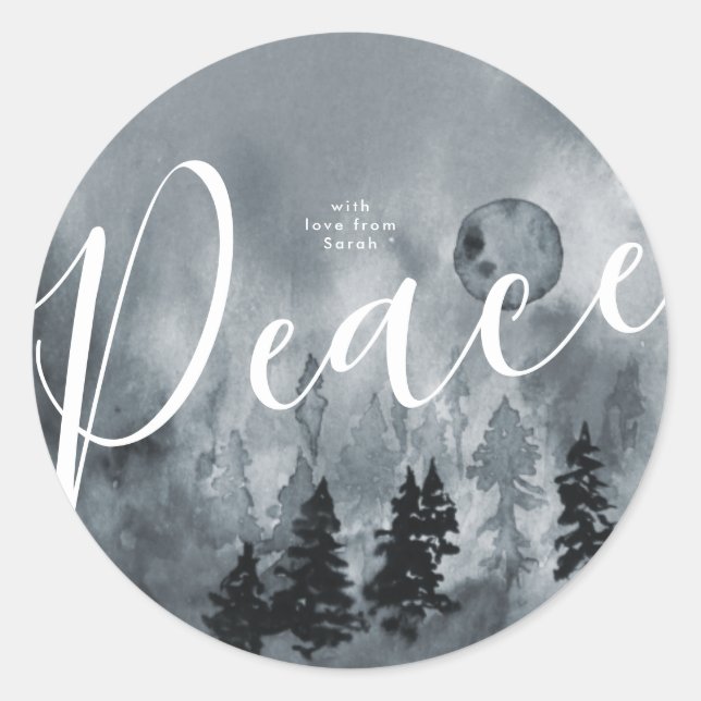 Runder Sticker Weihnachtsschneebaum Marine Wasserf (Vorderseite)