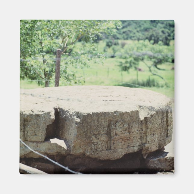 Runder Stone Carved Block Maya Ruins Copan Foto Magnet (Vorne)