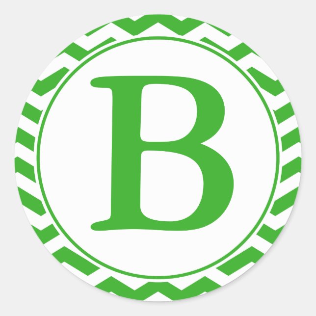 Runder Umschlag Aufkleber mit Monogram - Grüne Che (Vorderseite)