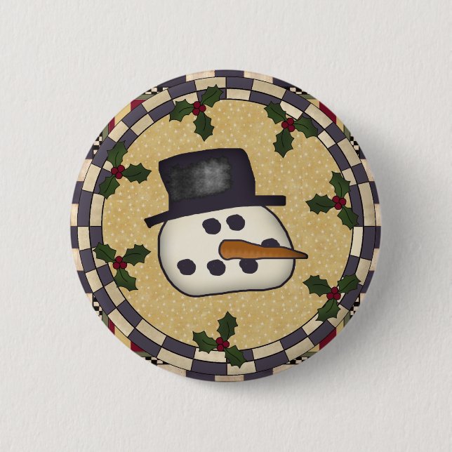 Runder Weihnachtsknopf - Schneemann-Gesicht Button (Vorderseite)