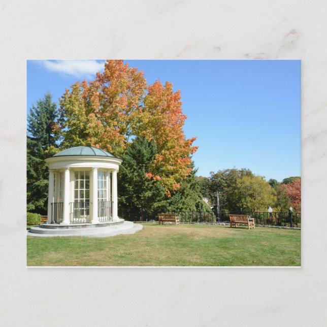 runder weißer Gazebo im Herbst Postkarte (Vorderseite)