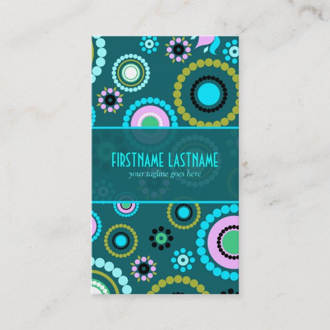 Runderneuerung und Muster der Blume grün und rosa Visitenkarte (Vorderseite)