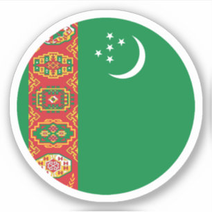 Rundes Aufkleber mit der Flagge Turkmenistans