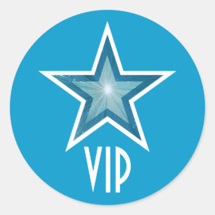 Rundes Aufkleberblau blauer Stern VIP Runder Aufkleber