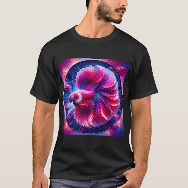 Rundes Betta-Fisch-Design T-Shirt (Vorderseite)
