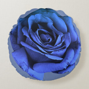rundes blaues Rosenkissen Kissen