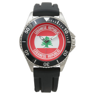 Rundes Emblem des Libanons Armbanduhr