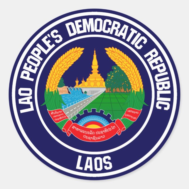 Rundes Emblem Laos Runder Aufkleber (Vorderseite)