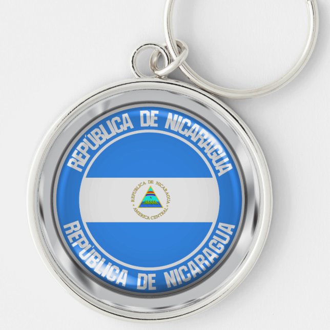 Rundes Emblem Nicaraguas Schlüsselanhänger (Vorne)