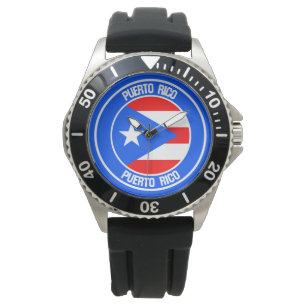 Rundes Emblem Puertos Rico Armbanduhr