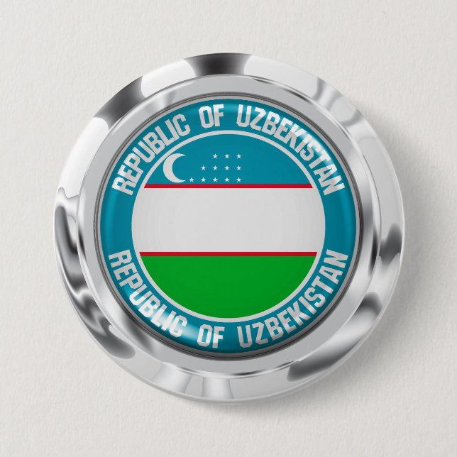 Rundes Emblem Usbekistans Button (Vorderseite)