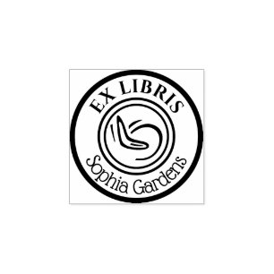 Rundes Ex Libris Bumerang Gummistempel